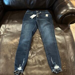 KanCan Dark Blue Button-Up Skinny Jeans
